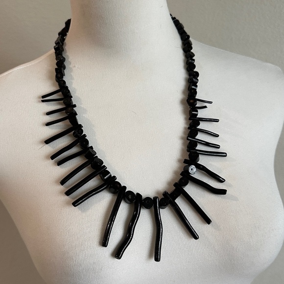Hawaiian Hand Made Black Coral Branch Bead Necklace Vintage - Picture 1 of 5